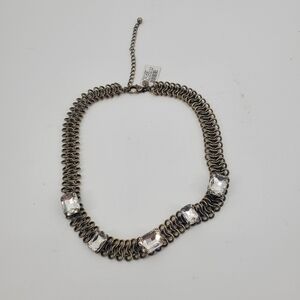 Chico's brass colored Rujula rhinestone statement necklace new
